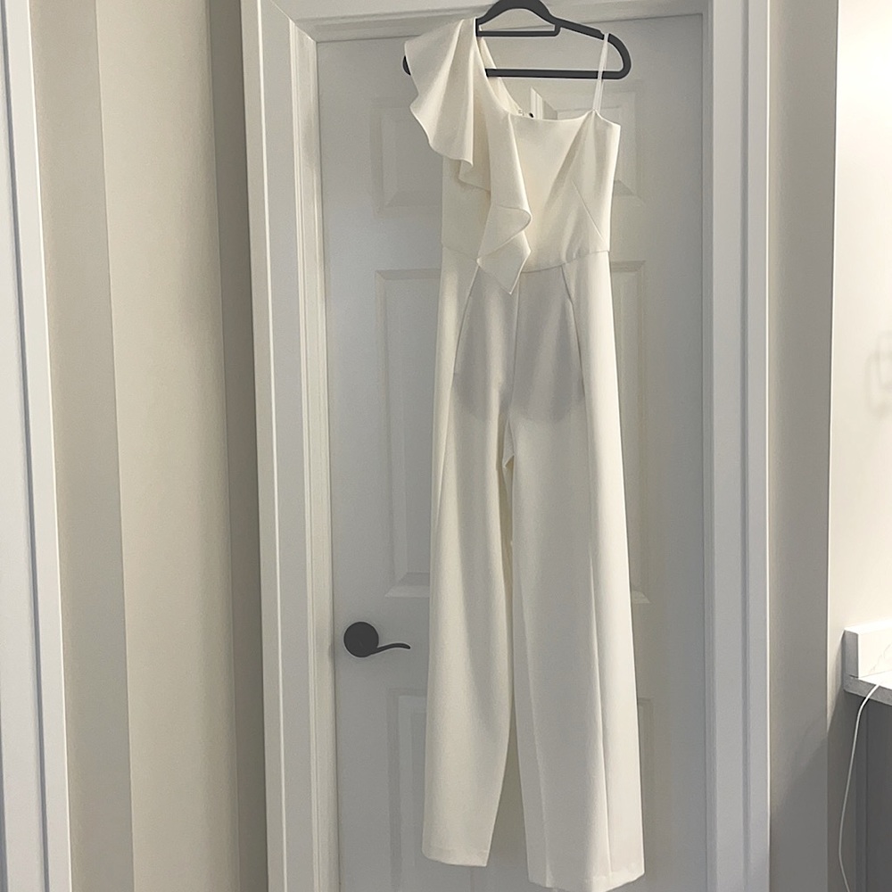 Black Halo jumpsuit, perfect for wedding events